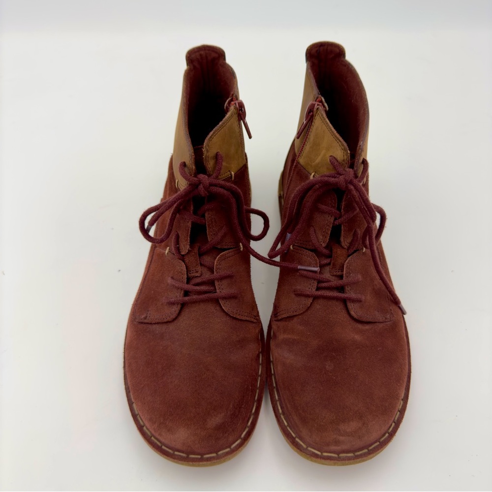 Clarks Tamitha Key Burgundy Suede Leather Chukka Ankle Boot Womens Sz 8.5 #13281